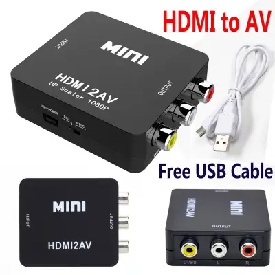 กล่องแปลงสัญญาน HDMI to AV High Quality Mini HD 1080P HDMI 2AV Video Converter Box HDMI to RCA AV/CVSB L/R Video Support NTSC PAL Output HDMI TO AV Adapter