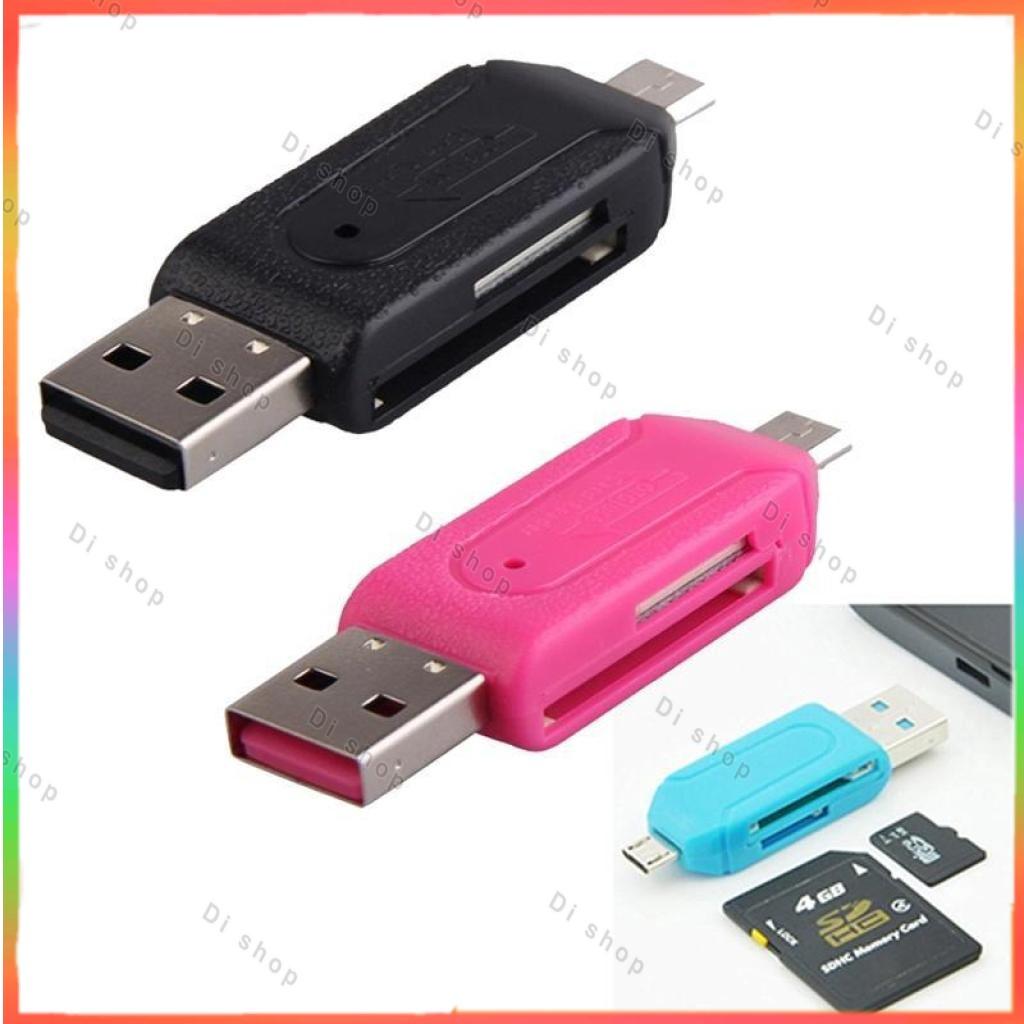 2 In 1 Dual USB Plug OTG SD TF Card Reader For Smartphone Computer