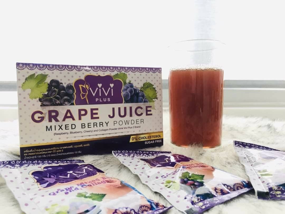 Vivi Plus(ม่วง)Grape Juice Mixed Berry Powder and Collagen Powder (1