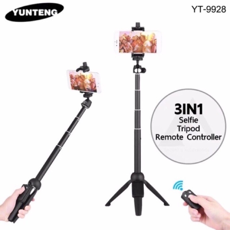 Yunteng YT-9928 3IN1ขาตั้งกล้องพร้อมไม้เซลฟี่ และ รีโมทชัตเตอร์.