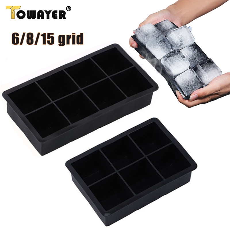 Big Cubitera Square Ice Tray Mold Square Ice Box Large Ice Cube Mold 4/6/8  Grids