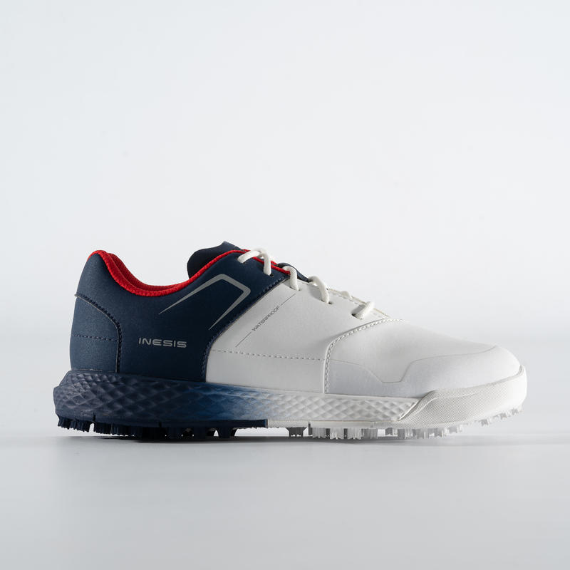 Boys Golf Grip Waterproof Shoes - White, blue
