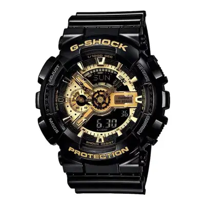 Casio G-Shockนาฬิกาข้อมือผู้ชายสีดำ/สีทองสายเรซิ่นรุ่นGA-110GB-1ADR（ของแท้100% ประกันCMG)