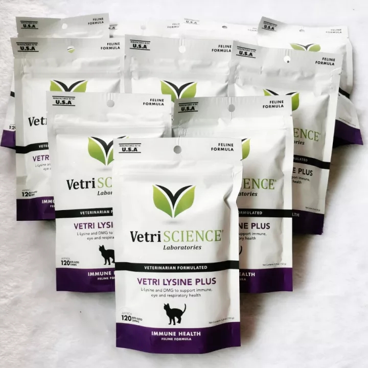 Vetri Science Vetri-Lysine Plus DMG (หมดอายุ12/2022) อาหารเสริม ช่วยกระตุ้น ภูมิคุ้มกัน สำหรับแมว บรรจุ 120 เม็ด