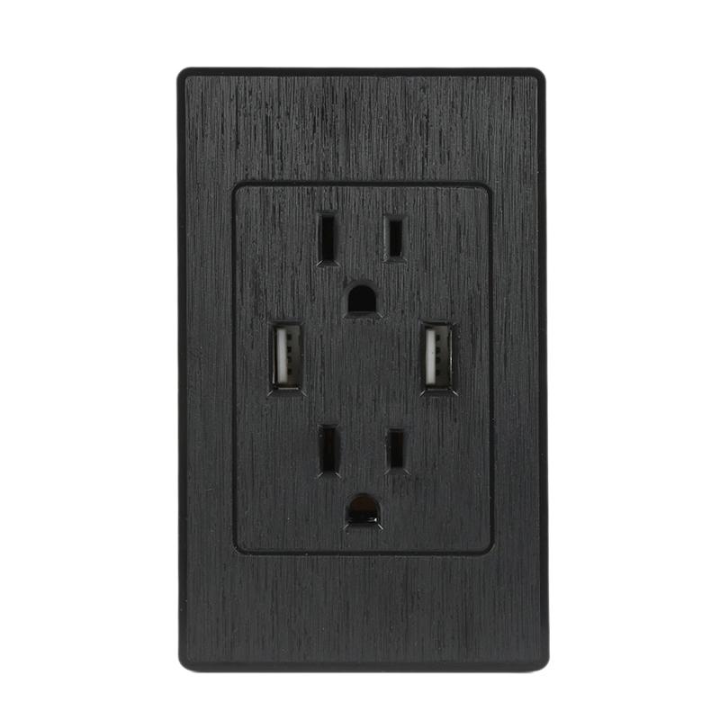 2100Ma Us Standard Wall Socket with Dual Usb Home Wall Charger Black
