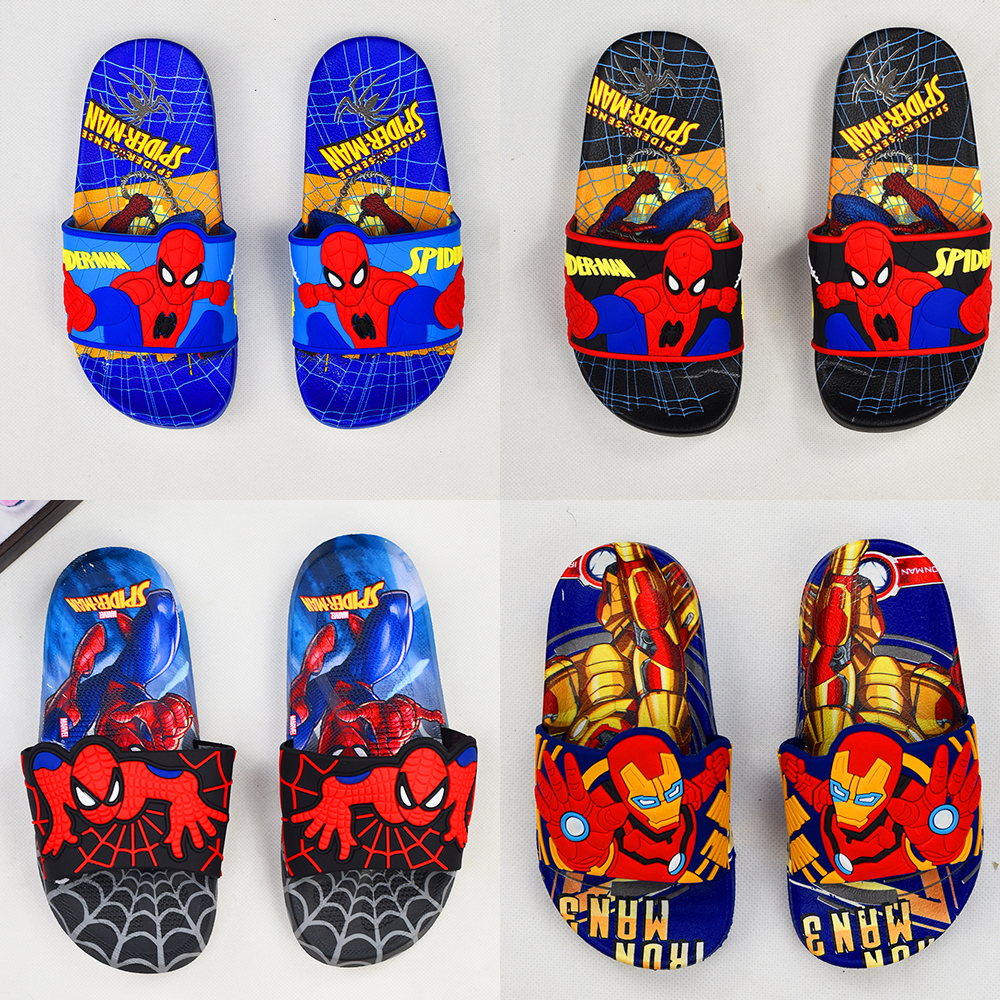 รองเท้าแตะเด็ก ลาย Spiderman, Batman, Ironman, จาก Marvel รองเท้าแตะแบบสวมเด็ก รองเท้าแตะลายการ์ตูน รองเท้าลายไอ้แมงมุม รองเท้าลายฮีโร่