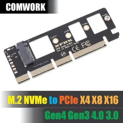 การ์ดแปลง M.2 NVMe to PCIe X4 X8 X16 Gen4 Gen3 4.0 3.0 ADAPTER M2 SSD HARDDISK ฮาร์ดดิสก์ M KEY NGFF COMWORK