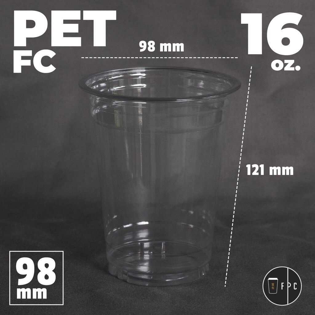 แก้วพลาสติก FPC PET FC - 16oz. พร้อมฝา [50ชุด] Ø98