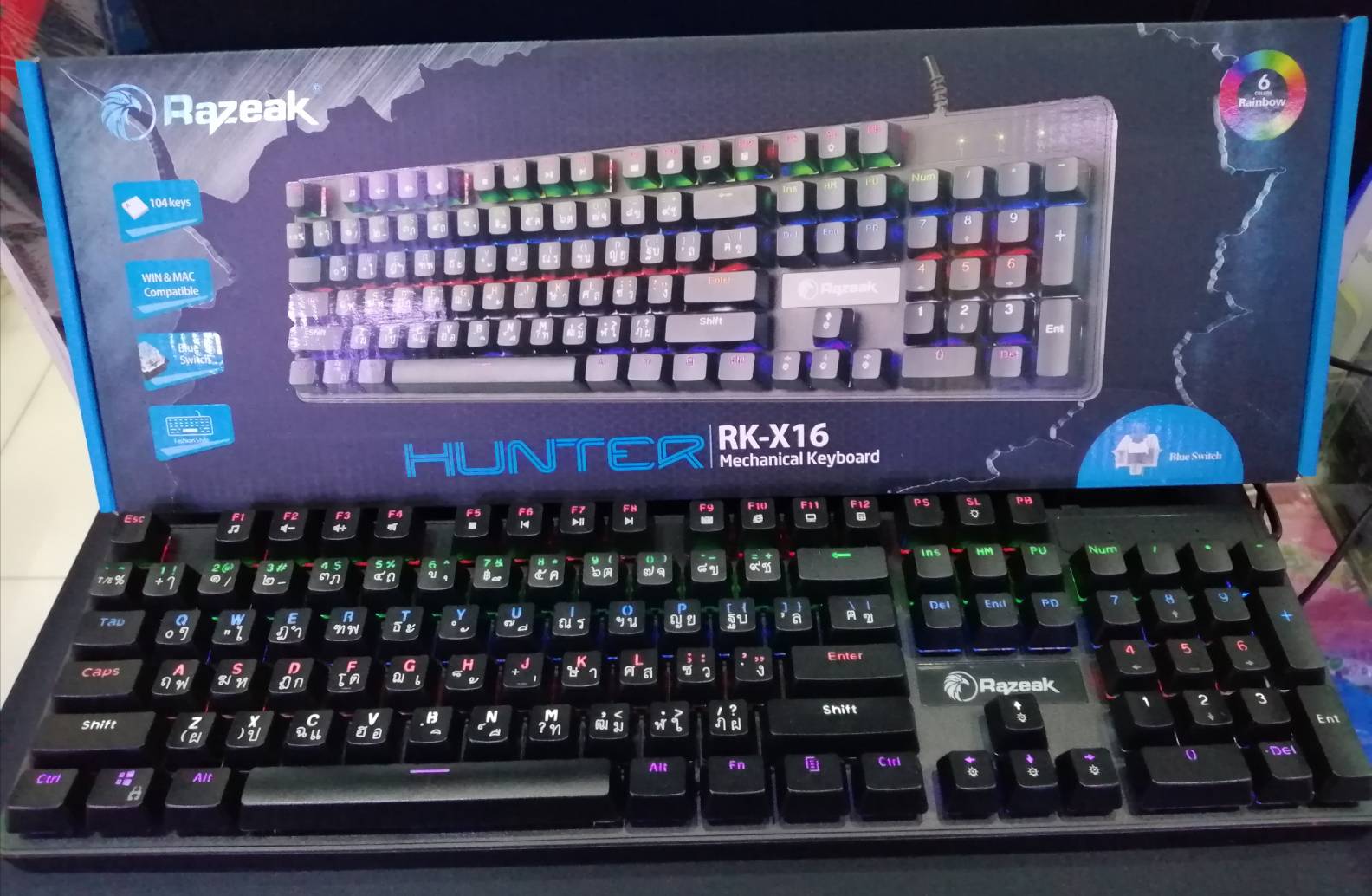 Keyboard Razeak Keyboard MECHANICAL Razeak Hunter # RK-X16 (Blue Switch) | Lazada.co.th