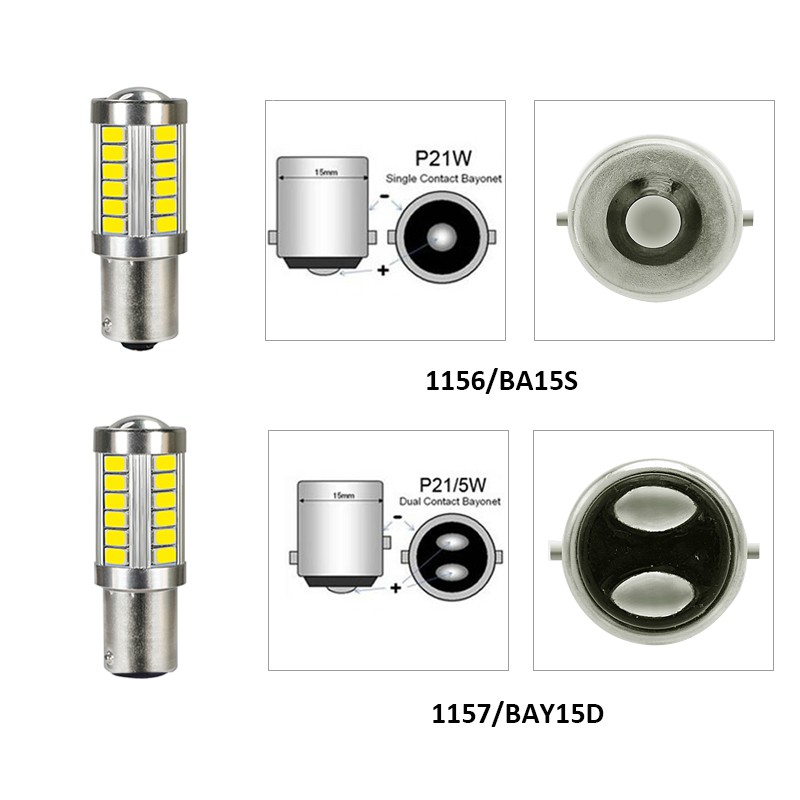 พร้อมส่ง2 ชิ้น 1156 P21W 12 LED โวลต์หลอดไฟท้าย 1157 เปิดไฟเบรก 33SMD ความสว่างสูงอัตโนมัติย้อนกลับโคมไฟกลางวันวิ่ง