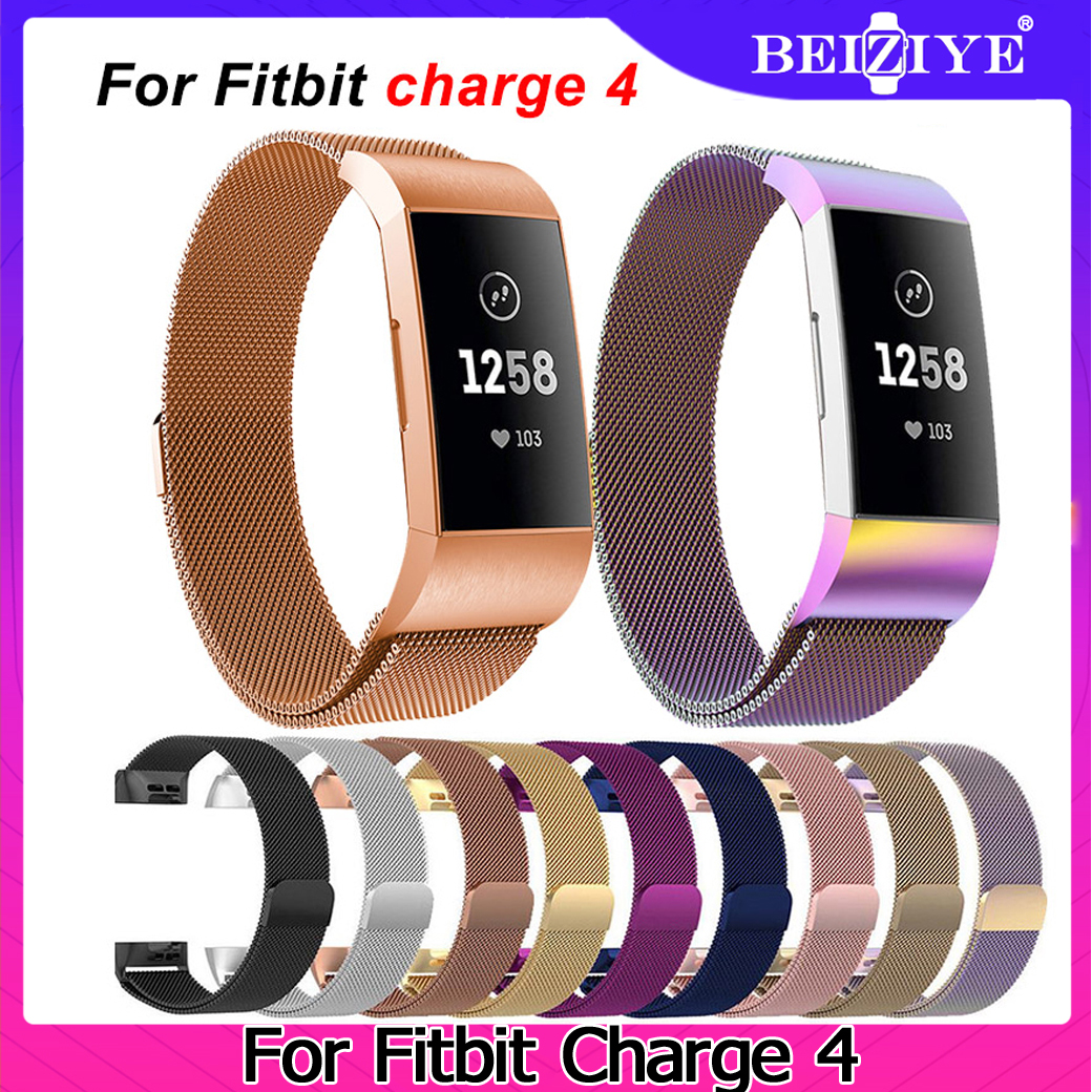 Dây đeo bằng kim loại không gỉ cho Fitbit Charge 4 Band đeo tay Milanese Vòng đeo tay từ tính Thay thế dây đeo Vòng đeo tay cho Chargebit Charge4 sạc 4 đồng hồ thông minh Phụ kiện dây đeo cổ tay