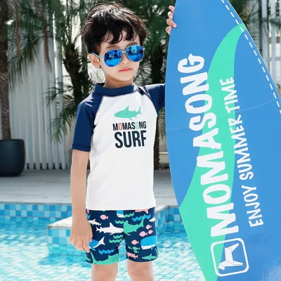 MOMO YOYO Children's Swimwear Baby Bathing Suit Dinosaur Cute Short Sleeve Swimming Suits