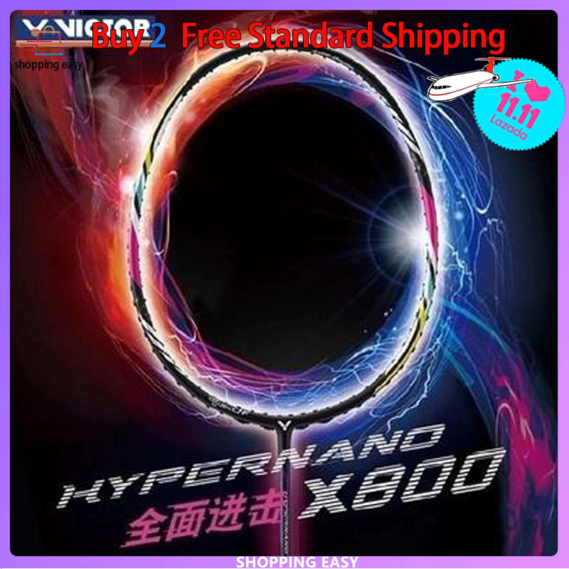 (Get Strung) Victor Raket Badminton Racket Racquet HYPERNANO X 800 Full Carbon with Free Cover and Grip - INTL