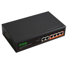 6 Port 100Mbps POE Switch Network Switch Network Splitter Metal Black New with VLAN Function for Surveillance Cameras