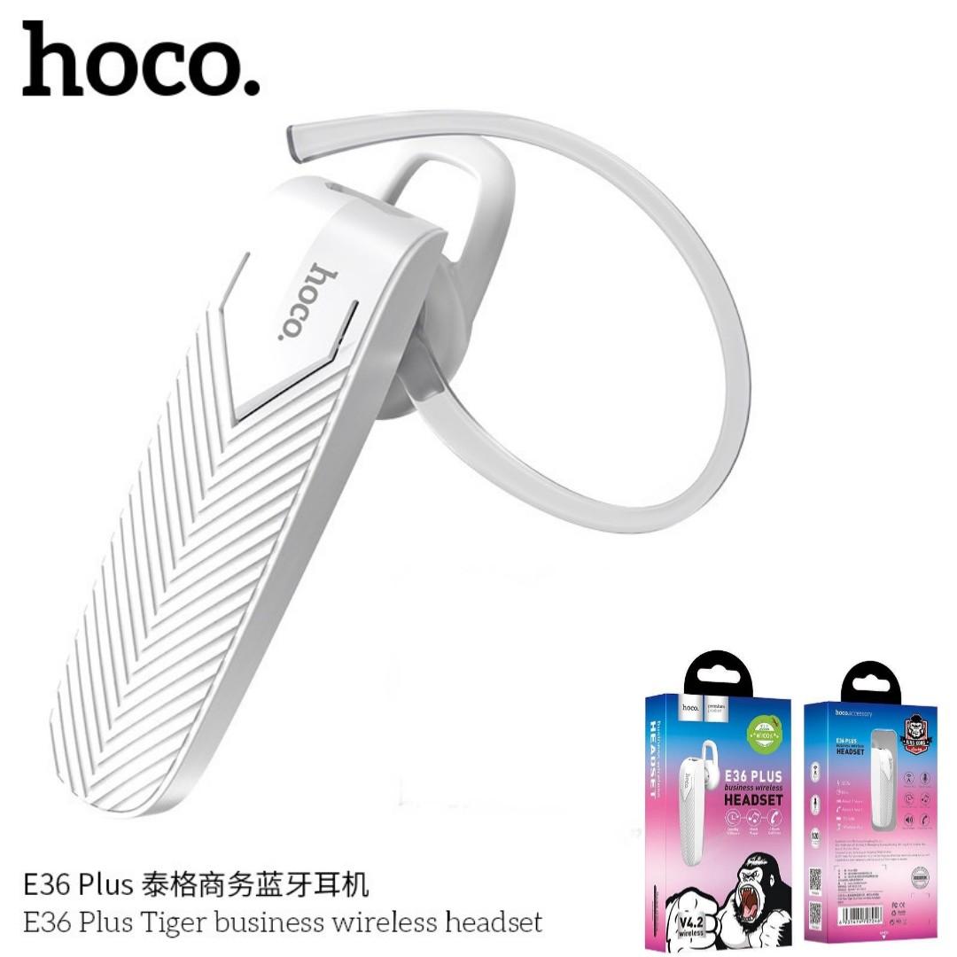 หูฟังบลูทูธ Hoco E36 Plus แบบข้างเดียว พร้อมที่คล้องหู ใช้คุย/ฟังเพลง ได้นานถึง 4 ชม. ใช้ได้ทุกรุ่น ทุกยี่ห้อ สแตนด์บายสูงสุด 120 ชั่วโมง Tiget Business Wireless Headset