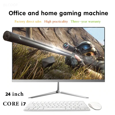 คอมพิวเตอร์เดสก์ท็อปสำหรับเล่นเกมอินเทอร์เน็ตคาเฟ่รุ่นใหม่ปี 2021 Factory price All-in-one PC computer 24-inch monitor Intel Core i7 processor for gaming office