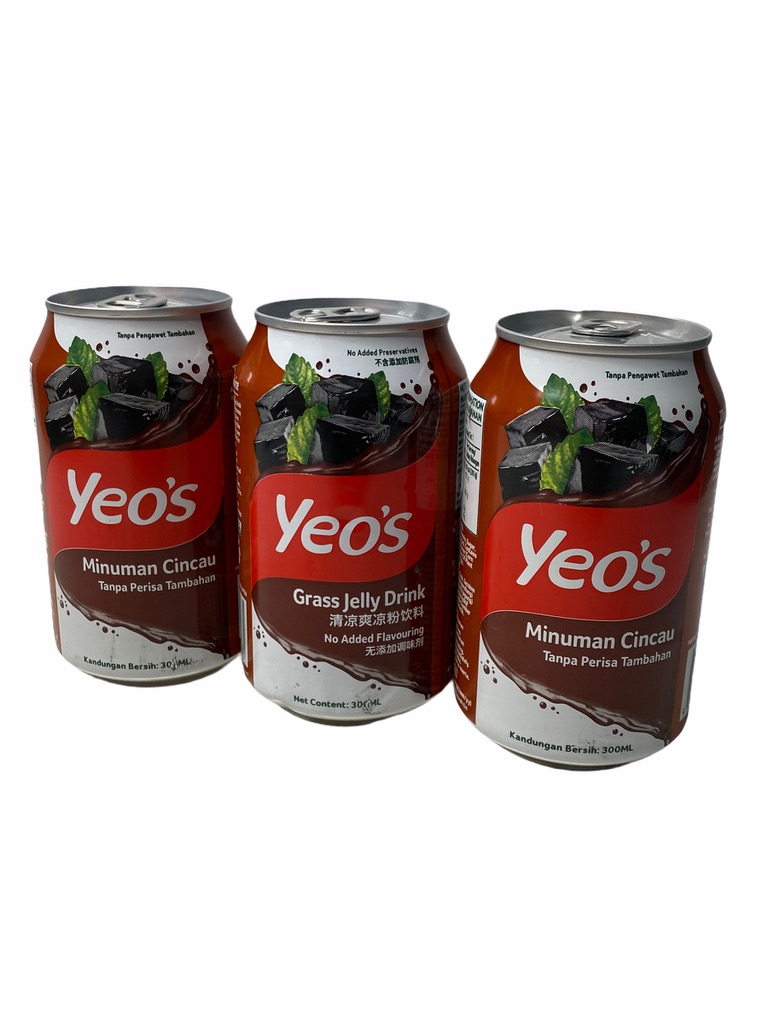 YEO'S Grass Jelly Drink เครื่องดื่ม สมุนไพรพร้อมดื่ม สินค้านำเข้าจากมาเลเซียบรรจุ 300ml รุ่นกระป๋อง สีน้ำตาล 1SETCOMBO/ จำนวน 3 กระป๋องราคาพิเศษพร้อมส่ง
