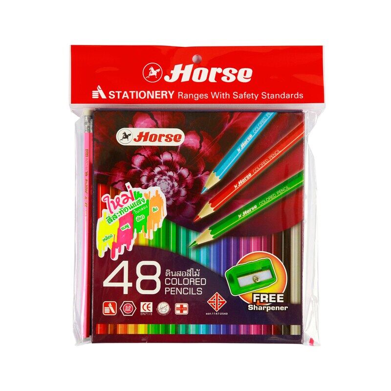 🔥สินค้าขายดี!! ดินสอสี่ไม้ยาว 48 สี+กบเหลา ตราม้า 48 Color Pencil 🚚💨พร้อมส่ง!!