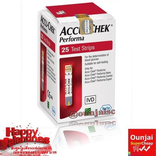 แผ่นตรวจน้ำตาล Accu-Chek Performa Test Strip (25 ชิ้น/กล่อง)
