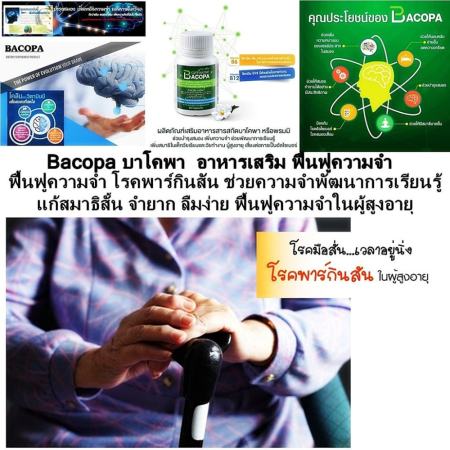 Bacopa บาโคพา อาหารเสริม ฟื้นฟูความจำ โรคพาร์กินสัน บำรุงสมอง อย่างมีประสิทธิภาพ ช่วยความจำพัฒนาการเรียนรู้ แก้สมาธิสั้น จำยาก ลืมง่าย ฟื้นฟูความจำในผู้สูงอายุ เพิ่มสมาธิในเด็กวัยเรียน 1 กระปุก 60 เม็ด