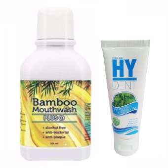 Bamboo Mouthwash Plus น้ำยาบ้วนปากขจัดคราบหินปูน 300ml. (1 ขวด) + ยาสีฟัน HYDENTทําให้ฟันขาว (1 หลอด)