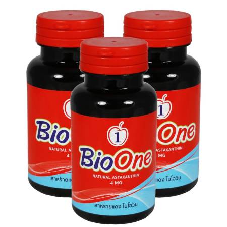 BioOne ไบโอวัน สาหร่ายแดง ผสม ตังถั่งเช่า และโสมเกาหลี ( 3 ขวด 180 แคปซูล )