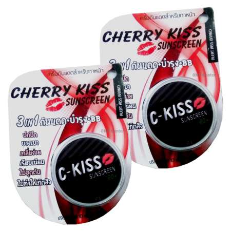 C-Kiss Sunscreen 3in1 โฉมใหม่ ตลับดำ ครีมกันแดดหน้าเนียน ซี-คิส SPF 60PA+++ (10g.) 2 กระปุก