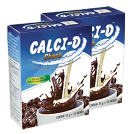 Calci-D Choco (Chocolate beverage) เเคลซี่-ดี ช็อก เครื่องดื่มเเคลเซี่ยมช็อกโกเเลต 30 กรัม (10ซองx2กล่อง)