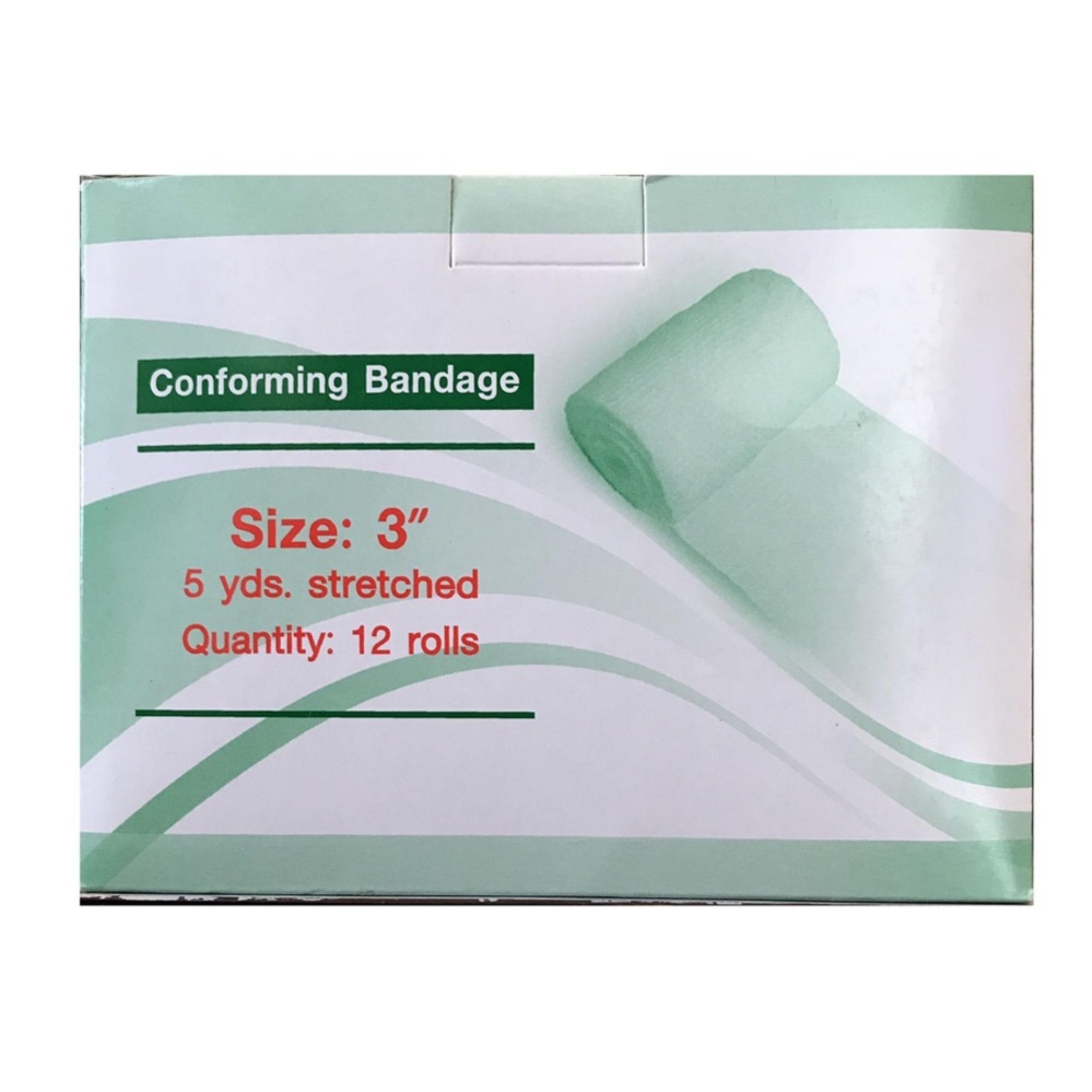 CONFORMING BANDAGE ผ้าก๊อตพันแผล ชนิดยืดได้ ขนาด 3 นิ้วX5 หลา 1 โหล/กล่อง