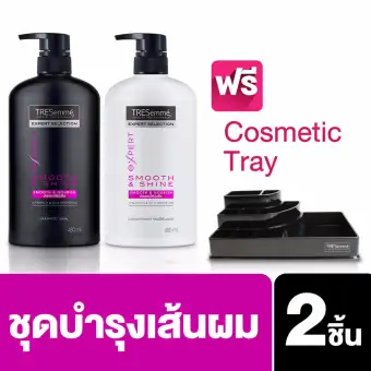 โปรโมชั่น Exclusive Online!! TRESemmé Shampoo Smooth & Shine Pink 480 ml and Hair Conditioner FREE Cosmetic Tray รีวิว