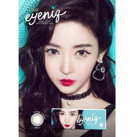 GEO คอนแทคเลนส์รายวัน แบบแฟชั่นสายตาปกติ รุ่น  EYENIQ 1-DAY BLUE-GREY จำนวน 1 คู่ พร้อมตลับใส่เลนส์