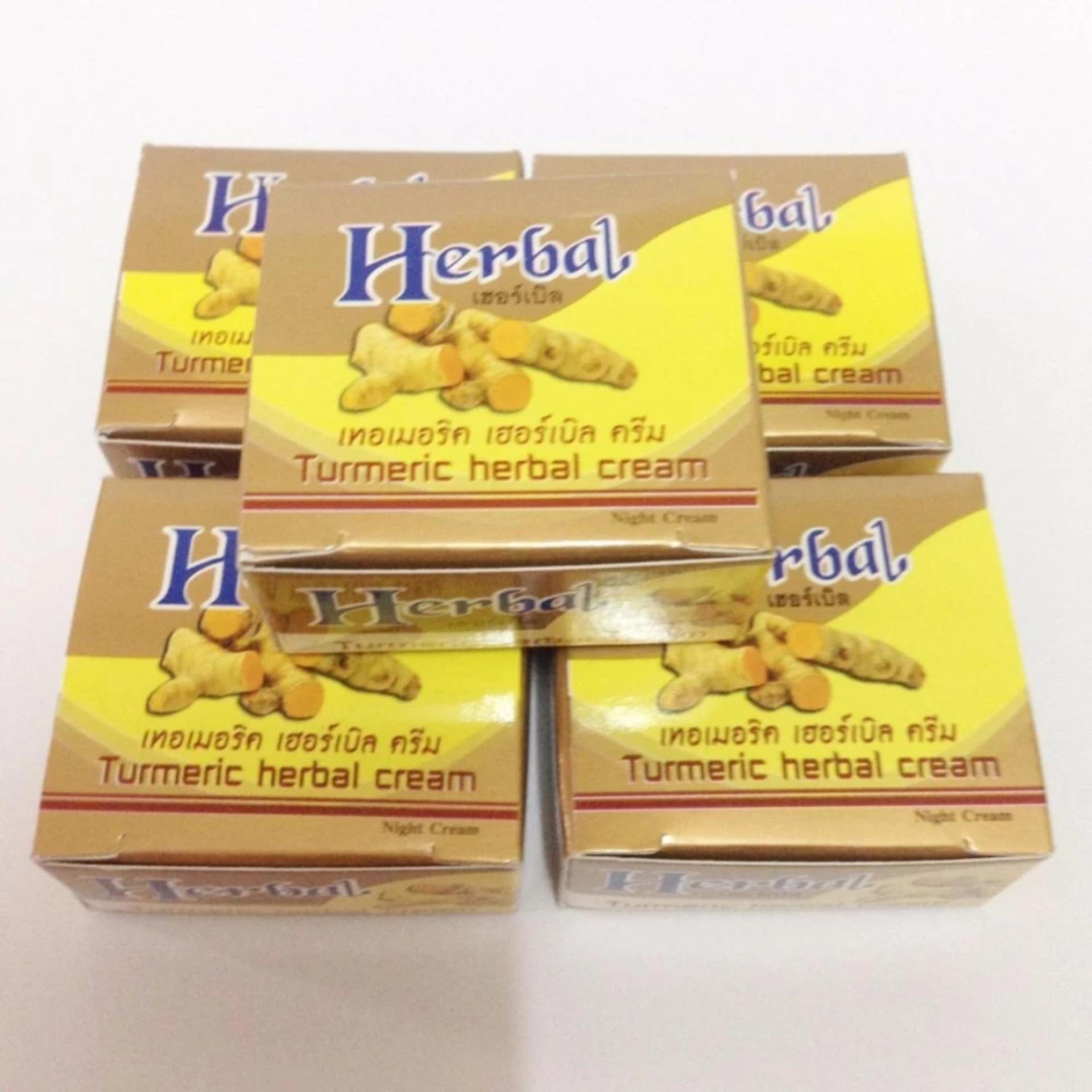 รีวิว HERBAL ครีมสมุนไพร Herb ขมิ้นเกรด A แพคเกจใหม่ล่าสุด herbal turmeric herbal cream 5 กรัม