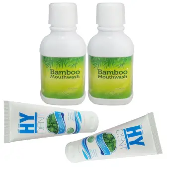   Hylife Bamboo mouthwash น้ำยาบ้วนปาก 300 ml. (2 ขวด) Hy Dent ยาสีฟัน 80g. (2 หลอด) รีวิว