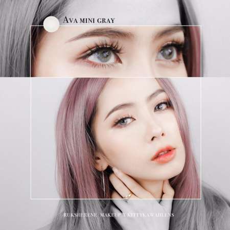 Kitty Kawaii คอนแทคเลนส์ตาฝรั่ง รุ่น Mini Ava Gray ลายฮิต (สีเทา) ค่าสายตา -2.25 พร้อมตลับใส่