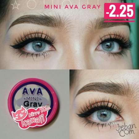 Kitty Kawaii คอนแทคเลนส์ตาฝรั่ง รุ่น Mini Ava Gray ลายฮิต (สีเทา) ค่าสายตา -2.25 พร้อมตลับใส่