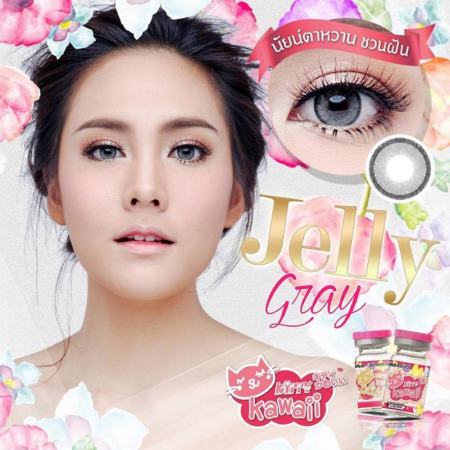 Kitty Kawaii คอนแทคเลนส์ รุ่น Mini Jelly Gray ลายฮิต (สีเทา) ค่าสายตา -3.25 พร้อมตลับใส่