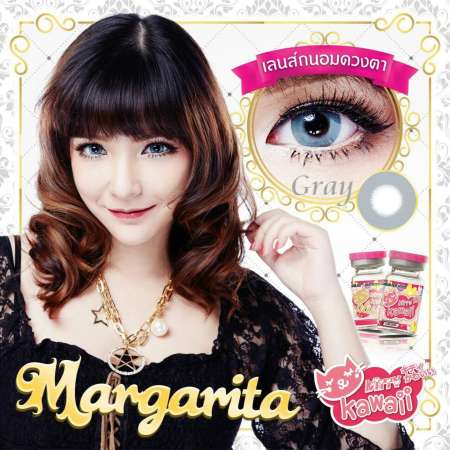 Kitty Kawaii คอนแทคเลนส์ตาฝรั่ง รุ่น Magarita Gray ลายฮิต (สีเทา) ค่าสายตา 0.00 พร้อมตลับใส่