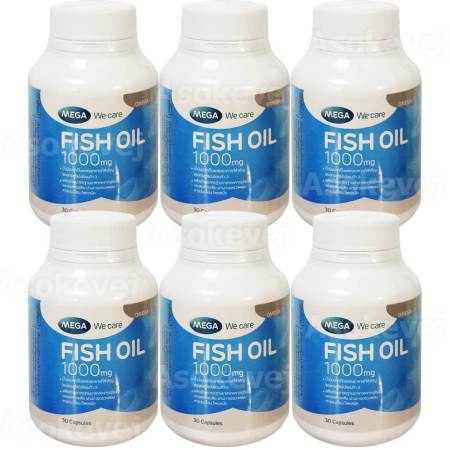 Mega We Care Fish Oil 1000mg 30เม็ด (6ขวด) น้ำมันปลา 1000มก. เสริมสร้างภูมิคุ้มกัน บำรุงสมอง และการจดจำ