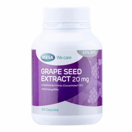 Mega We Care Grape Seed Extract สารสกัดเมล็ดองุ่น 20 มิลลิกรัม (60 เม็ด/ขวด)