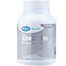 Mega We Care Zincomin 60 แคปซูล  เมก้า วีแคร์ ซินโคมิน แร่ธาตุสังกะสี เพื่อสุขภาพผมและเล็บที่แข็งแรง