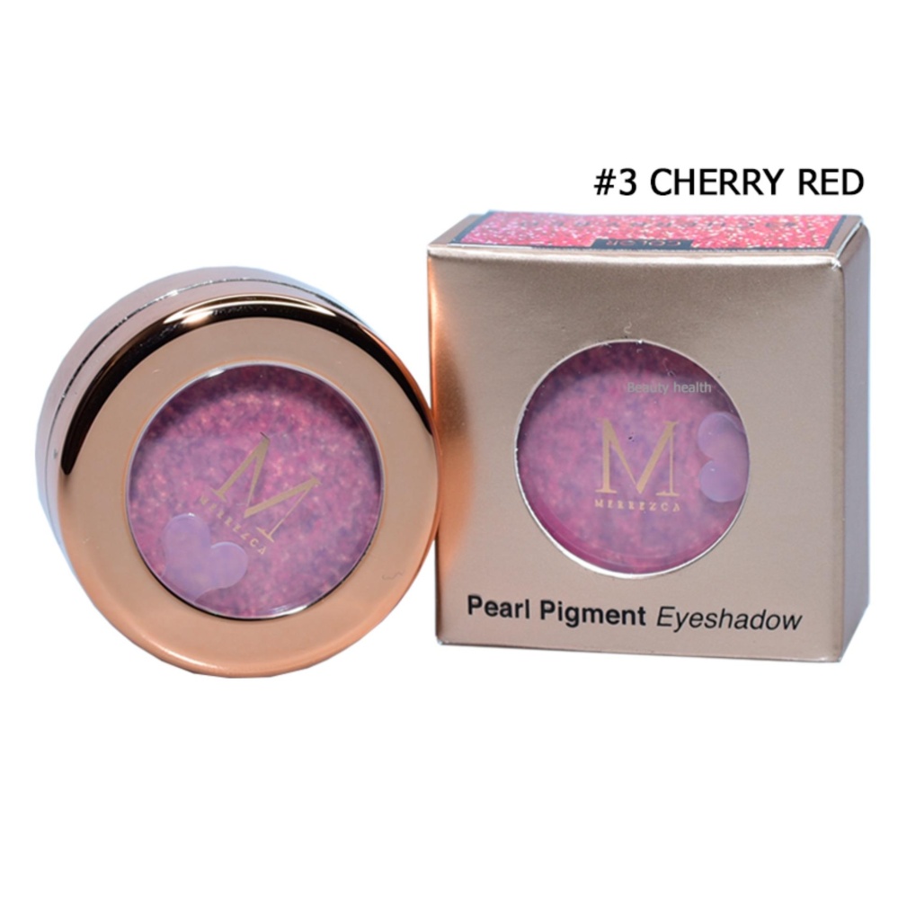 Merrez'ca Pearl pigment Eyeshadow เมอร์เรซกา เพิร์ล พิกเมนท์ อายแชโดว์ #3 CHERRY RED (1.8 กรัม x 1 กล่อง)