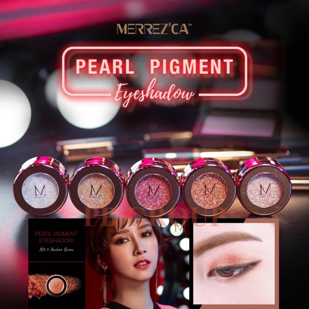 Merrezca Pearl Pigment Eyeshadow 1.8g. No.4 Amber Brown เมอเรสก้า เพิร์ล พิกเมนท์ อายแชโดว์