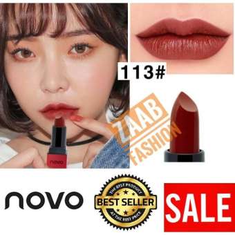 NOVO Velvet Smooth Lipstick Matte ของแท้ 100%(Zaab Fashion) โนโว ลิปสติก เนื้อแมทสีสด สวยชัด สไตล์เกาหลี ติดทน กันน้ำ แบรนด์ยอดฮิตที่ไม่เคยทำให้สาวๆ ผิดหวัง 