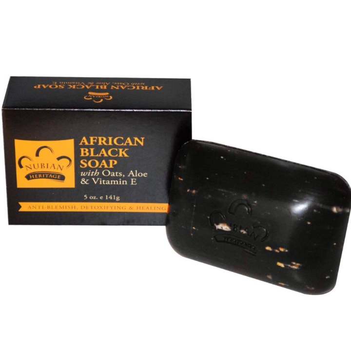   Nubian Heritage, African Black Soap Bar 141 g สบู่ดำต้นตำรับจากแอฟริกา รักษาสิว pantip
