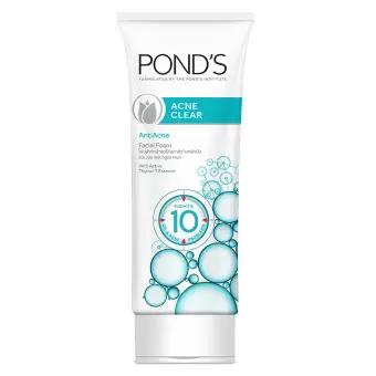 PONDS พอนด์ส แอคเน่ เคลียร์ แอนตี้แอคเน่ เฟเชียล โฟม 100 กรัม