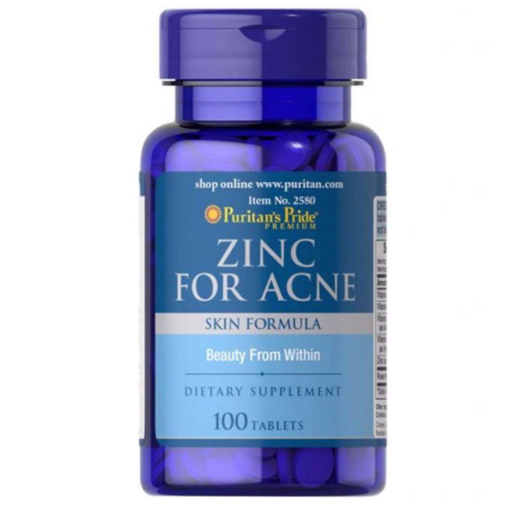 ราคา Puritan Zinc for Acne 50 mg 100 Tablets (อาหารเสริมลดสิว) 1 กระปุก Linda Health Store