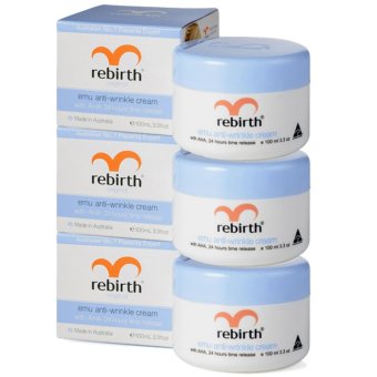 Rebirth ครีมอีมู สูตรต้นตำรับ สำหรับกลางคืนฝาสีฟ้า 100 g. (3 กระปุก)