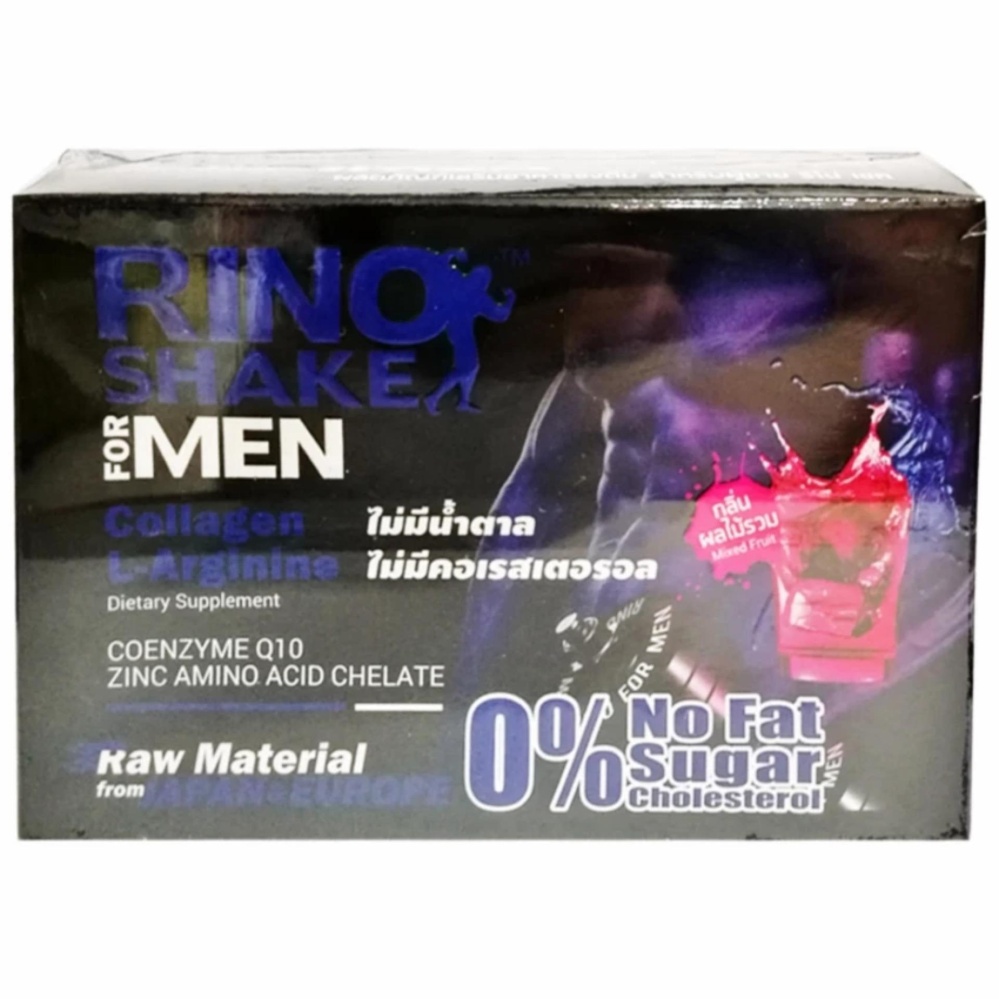 RINO SHAKE for MEN ริโน่ เชค ผลิตภัณฑ์เสริมอาหารชงดื่ม สำหรับผู้ชาย ช่วยให้คึกคัก บำรุงกำลัง เพิ่มสมรรถภาพ ร่างกาย บำรุงฮอร์โมนเพศชาย ชะลอวัย ลดริ้วรอย ฟิต เฟิร์ม เห็นผลจริง สารสกัดจากญี่ปุ่น (10ซองx1กล่อง)