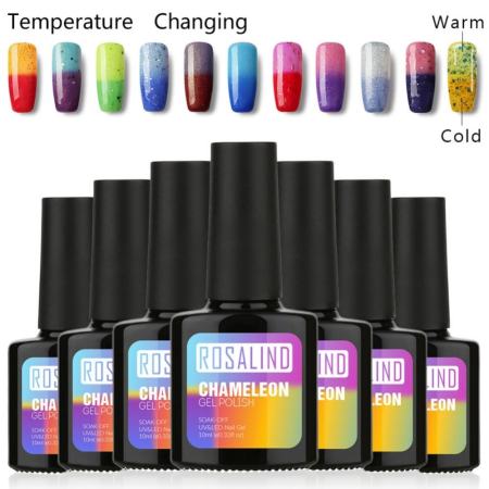 ROSALIND Chameleon สียาทาเล็บเจล เปลี่ยนตามอุณหภูมิ กริตเตอร์ Gel Polish Soak Off UV LED (10ml.) #T36