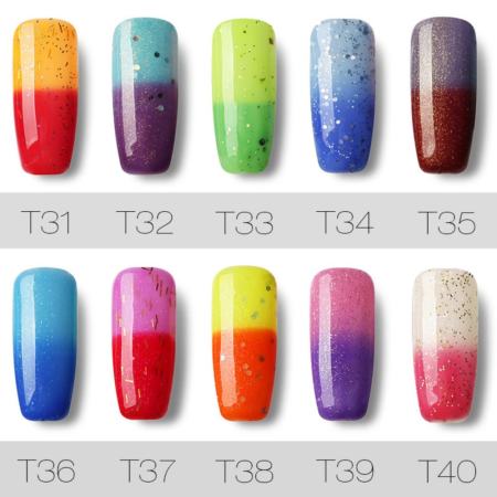 ROSALIND Chameleon สียาทาเล็บเจล เปลี่ยนตามอุณหภูมิ กริตเตอร์ Gel Polish Soak Off UV LED (10ml.) #T36